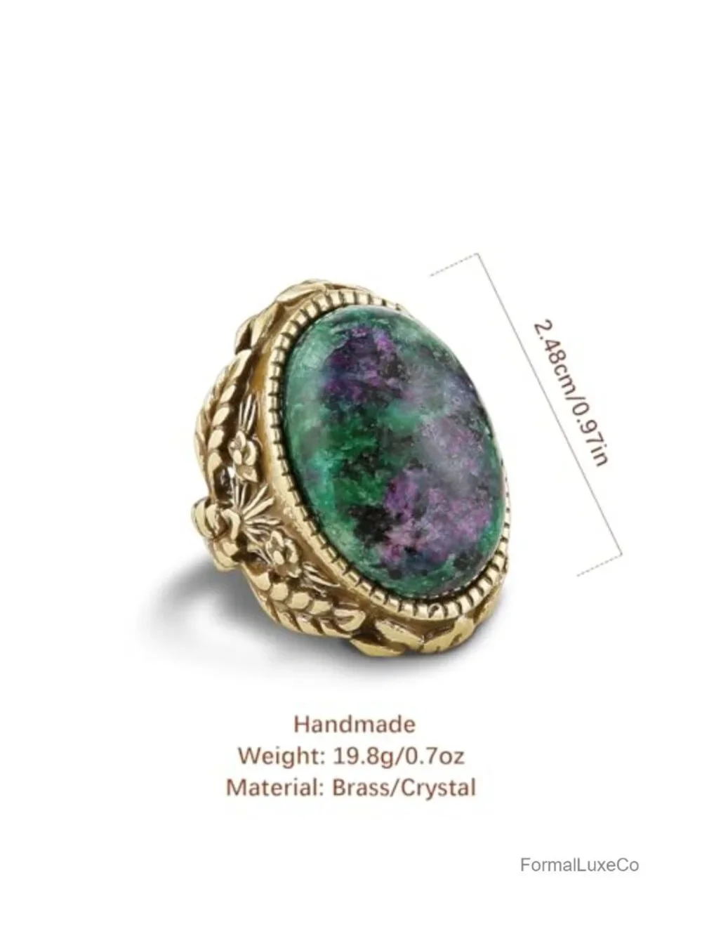 Vintage Palace Style Adjustable Open Ring, Antique Brass Chunky Turquoise